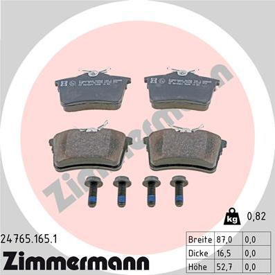 Zimmermann 24765.165.1 - Тормозные колодки, дисковые, комплект autosila-amz.com