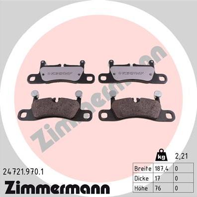 Zimmermann 24721.970.1 - Тормозные колодки, дисковые, комплект autosila-amz.com