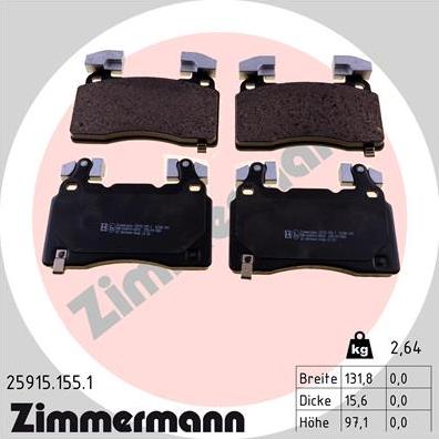 Zimmermann 25915.155.1 - Тормозные колодки, дисковые, комплект autosila-amz.com