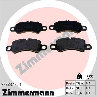 Zimmermann 25983.180.1 - Тормозные колодки, дисковые, комплект autosila-amz.com