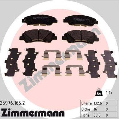 Zimmermann 25976.165.2 - Тормозные колодки, дисковые, комплект autosila-amz.com