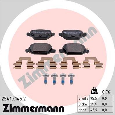 Zimmermann 25410.145.2 - Тормозные колодки, дисковые, комплект autosila-amz.com