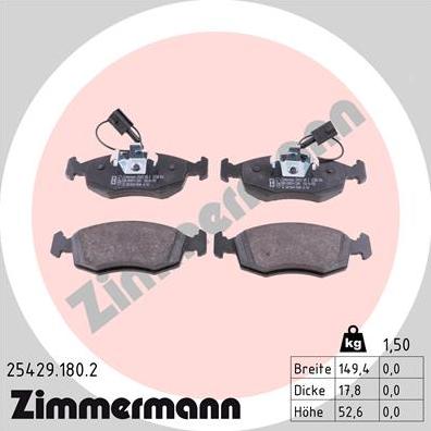 Zimmermann 25429.180.2 - Тормозные колодки, дисковые, комплект autosila-amz.com