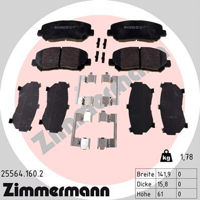 Zimmermann 25564.160.2 - Тормозные колодки, дисковые, комплект autosila-amz.com