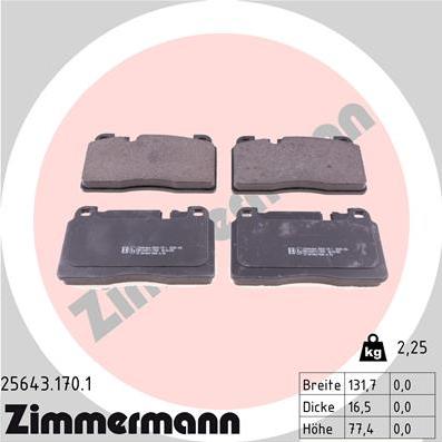 Zimmermann 25643.170.1 - Тормозные колодки, дисковые, комплект autosila-amz.com