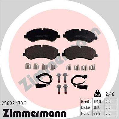 Zimmermann 25602.170.3 - Тормозные колодки, дисковые, комплект autosila-amz.com