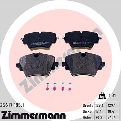 Zimmermann 25617.185.1 - Тормозные колодки, дисковые, комплект autosila-amz.com