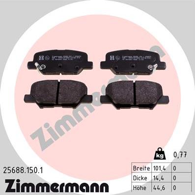 Zimmermann 25688.150.1 - Тормозные колодки, дисковые, комплект autosila-amz.com