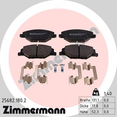 Zimmermann 25682.180.2 - Тормозные колодки, дисковые, комплект autosila-amz.com