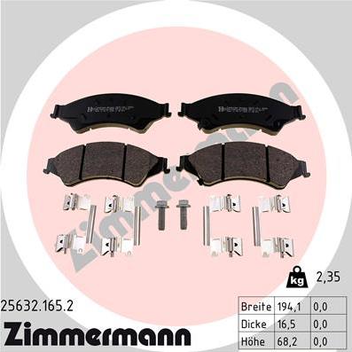 Zimmermann 25632.165.2 - Тормозные колодки, дисковые, комплект autosila-amz.com