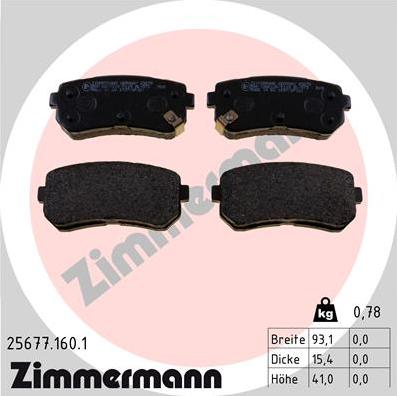 Zimmermann 25677.160.1 - Тормозные колодки, дисковые, комплект autosila-amz.com