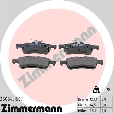 Zimmermann 25054.150.1 - Тормозные колодки, дисковые, комплект autosila-amz.com