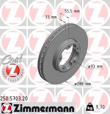 Zimmermann 250.5703.20 - Тормозной диск autosila-amz.com