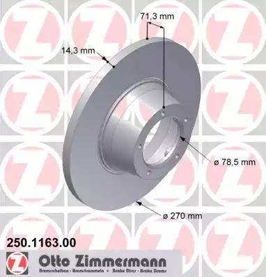 Zimmermann 250.1163.00 - Тормозной диск autosila-amz.com
