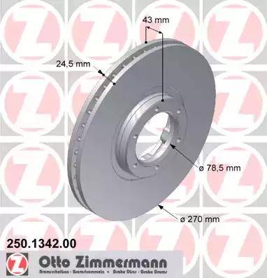 Zimmermann 250.1342.00 - Тормозной диск autosila-amz.com