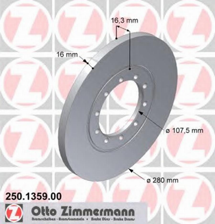 Zimmermann 250.1359.00 - Тормозной диск autosila-amz.com