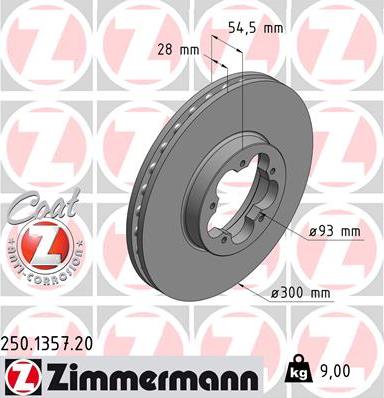 Zimmermann 250.1357.20 - диск тормозной передний!с покрытием\Ford Transit 2.4TDCi 06> autosila-amz.com