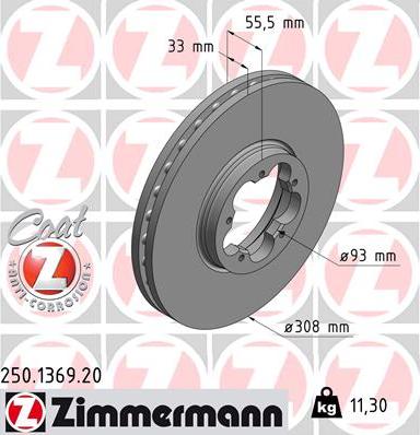 Zimmermann 250.1369.20 - Тормозной диск autosila-amz.com