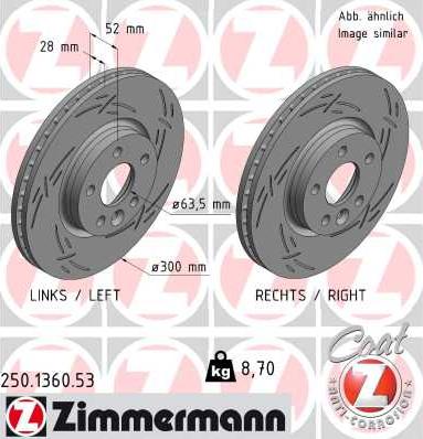 Zimmermann 250.1360.53 - Тормозной диск autosila-amz.com