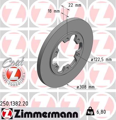 Zimmermann 250.1382.20 - Тормозной диск autosila-amz.com