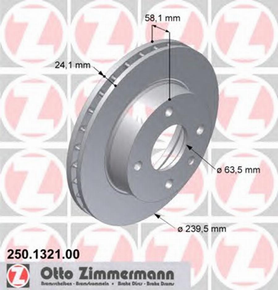Zimmermann 250.1321.00 - Тормозной диск autosila-amz.com