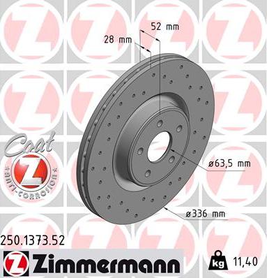 Zimmermann 250.1373.52 - Тормозной диск autosila-amz.com