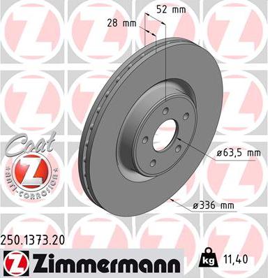 Zimmermann 250.1373.20 - Тормозной диск autosila-amz.com