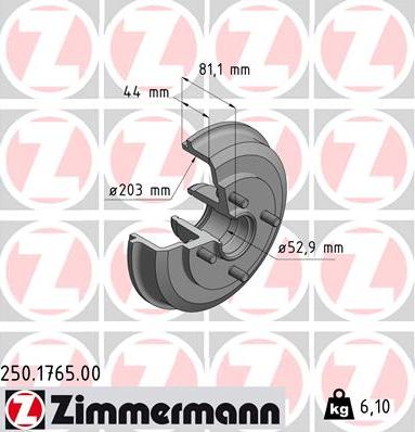 Zimmermann 250.1765.00 - Тормозной барабан autosila-amz.com