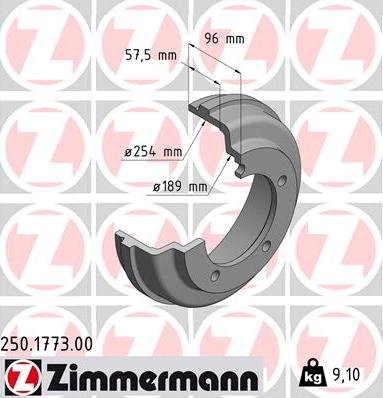 Zimmermann 250.1773.00 - Тормозной барабан autosila-amz.com