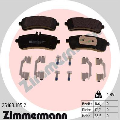 Zimmermann 25163.185.2 - Тормозные колодки, дисковые, комплект autosila-amz.com