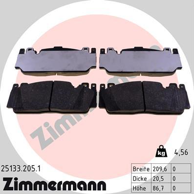 Zimmermann 25133.205.1 - Тормозные колодки, дисковые, комплект autosila-amz.com