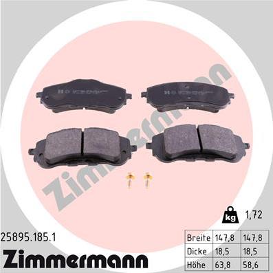 Zimmermann 25895.185.1 - Тормозные колодки, дисковые, комплект autosila-amz.com