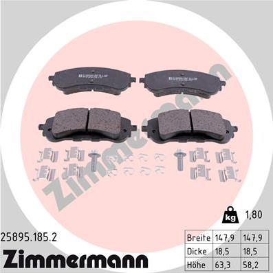 Zimmermann 25895.185.2 - Тормозные колодки, дисковые, комплект autosila-amz.com