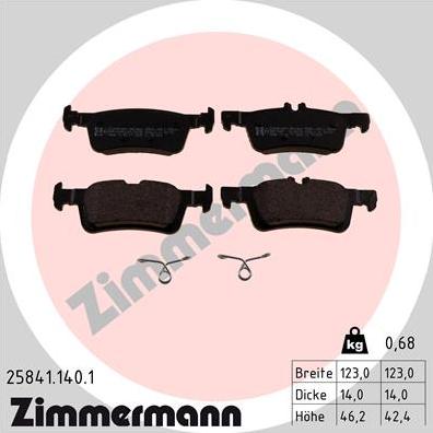 Zimmermann 25841.140.1 - Тормозные колодки, дисковые, комплект autosila-amz.com