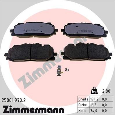 Zimmermann 25861.970.2 - Тормозные колодки, дисковые, комплект autosila-amz.com