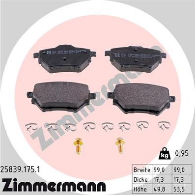 Zimmermann 25839.175.1 - Тормозные колодки, дисковые, комплект autosila-amz.com