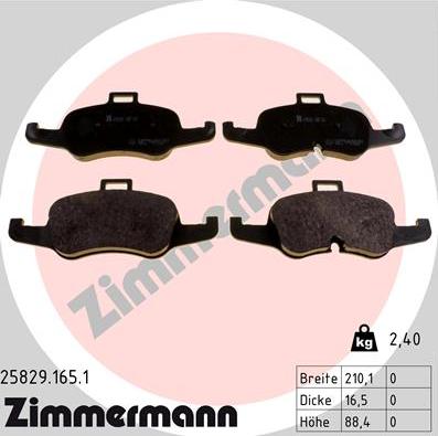 Zimmermann 25829.165.1 - Тормозные колодки, дисковые, комплект autosila-amz.com