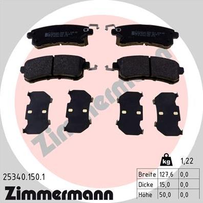 Zimmermann 25340.150.1 - Тормозные колодки, дисковые, комплект autosila-amz.com