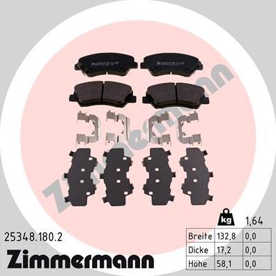 Zimmermann 25348.180.2 - Тормозные колодки, дисковые, комплект autosila-amz.com