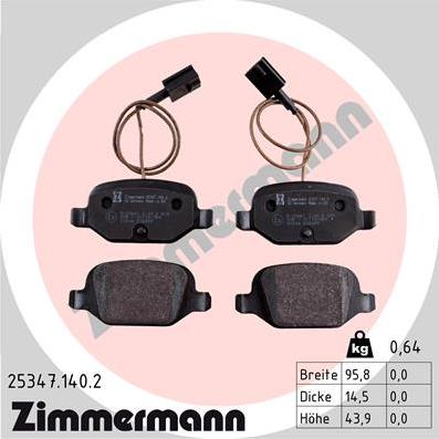 Zimmermann 25347.140.2 - Тормозные колодки, дисковые, комплект autosila-amz.com