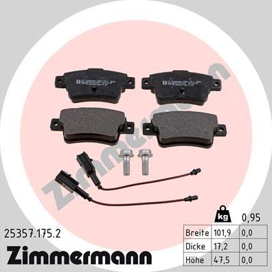 Zimmermann 25357.175.2 - Тормозные колодки, дисковые, комплект autosila-amz.com