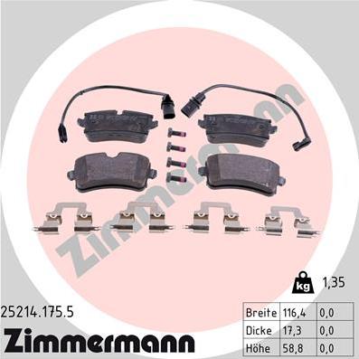 Zimmermann 25214.175.5 - Тормозные колодки, дисковые, комплект autosila-amz.com