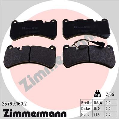 Zimmermann 25790.160.2 - Тормозные колодки, дисковые, комплект autosila-amz.com