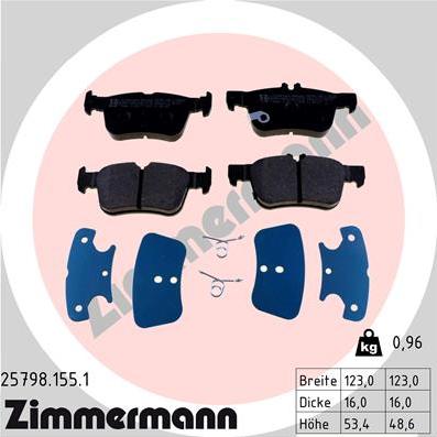 Zimmermann 25798.155.1 - Тормозные колодки, дисковые, комплект autosila-amz.com