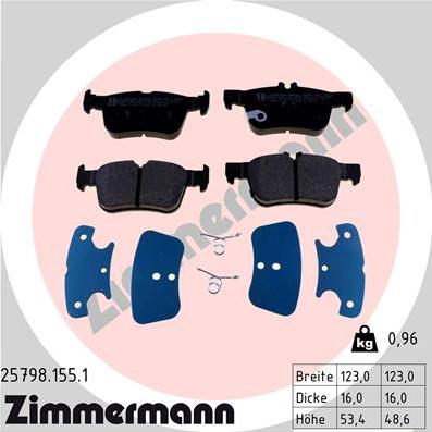 Zimmermann 25798.155.1 - Колодки тормозные FORD GALAXY/MONDDEO 15- задн. autosila-amz.com