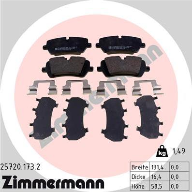 Zimmermann 25720.173.2 - Тормозные колодки, дисковые, комплект autosila-amz.com