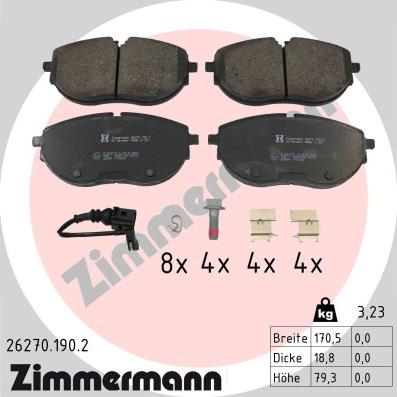 Zimmermann 26270.190.2 - Тормозные колодки, дисковые, комплект autosila-amz.com