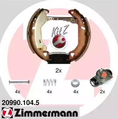 Zimmermann 20990.104.5 - Комплект тормозных колодок, барабанные autosila-amz.com