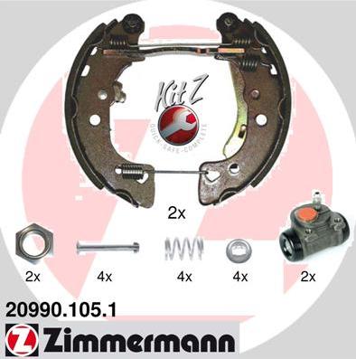 Zimmermann 20990.105.1 - Комплект тормозных колодок, барабанные autosila-amz.com