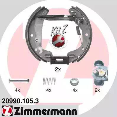 Zimmermann 20990.105.3 - Комплект тормозных колодок, барабанные autosila-amz.com